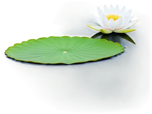 Lotus flower, white petals, yellow center, delicate, soft focus, water ripples, green leaves, natural scenery, warm lighting, 3/4 composition, shallow depth of field, vibrant colors, high contrast, ci