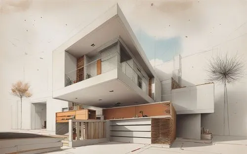 this is a drawing of an architecturally designed house,house drawing,habitat 67,cubic house,cantilevers,architect plan,modern house,model house,modern architecture,prefabrication,mid century house,cor