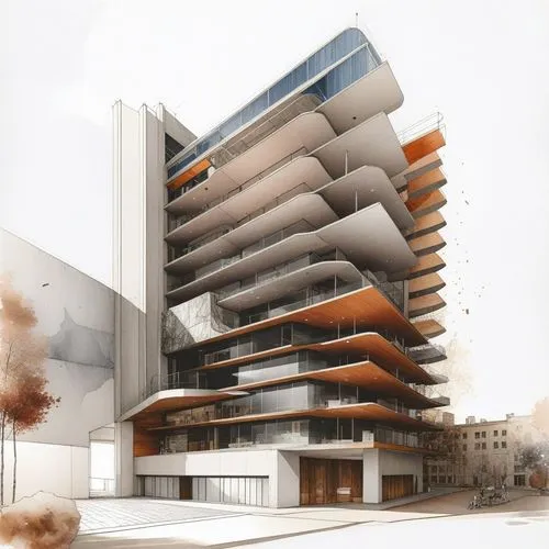 an abstract rendering of the outside of a tall building,bjarke,vinoly,snohetta,escala,unbuilt,futuristic architecture