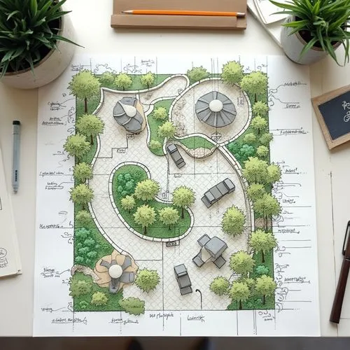 top view plan hand sketch on a desk in an office for a landscape plan layout for a modern garden design


,a drawing of a landscape showing an outdoor seating area,landscape plan,garden design sydney,