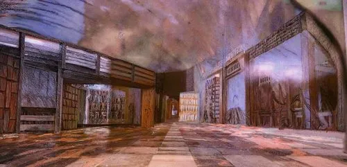 the view of the inside of an abandoned looking building,corridor,the threshold of the house,corridors,passage,hallway,antechamber,doorways,hall of the fallen,sacristy,reformatory,church painting,aband