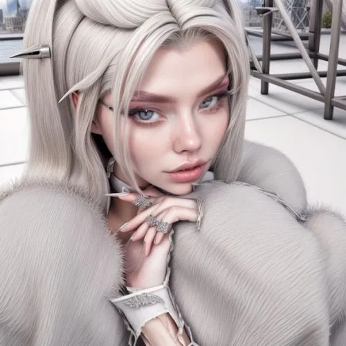 los ojos color negro,fur,ice queen,winterblueher,pale,cruella,elsa,white fur hat,neutral color,ice princess,fashion doll,white velvet,white beauty,cruella de ville,icy,fur clothing,blanche,pure white,