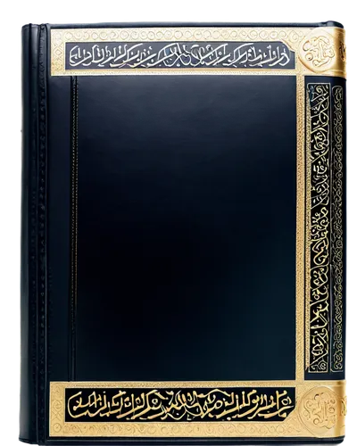 Arabic Quran, golden font, intricate decorations, holy book, leather cover, ornate borders, sacred text, Islamic scripture, soft lighting, warm color tone, 3/4 composition, shallow depth of field, cin