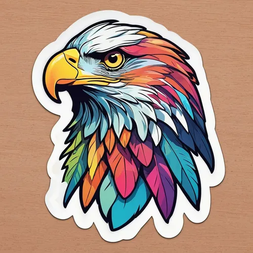a vector art of a eagle illustration stickers, vivid colors, colorful, pastel cute colors, Light Pure background,eagle illustration,eagle vector,eagle drawing,eagle,sea head eagle,african eagle,fish e