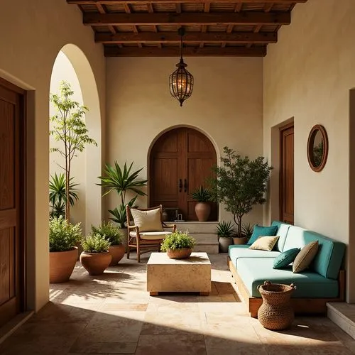 Mediterranean Style Family Room Design Ideas