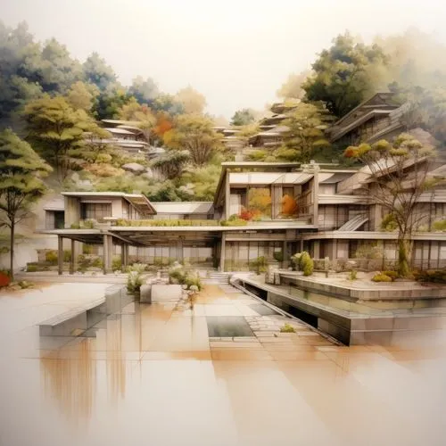 A beautifully landscaped building,japanese architecture,asian architecture,ryokan,ginkaku-ji,kinkakuji,japanese zen garden,japanese garden,kyoto,japanese garden ornament,japan garden,japanese art,tsuk