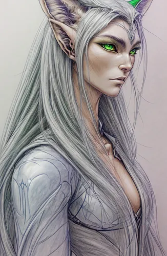 dark elf,elven,violet head elf,sphynx,male elf,wood elf,fantasy portrait,huntress,faun,dryad,nepeta,fae,chartreux,faerie,the enchantress,mara,feline,artemis,sorceress,tiber riven