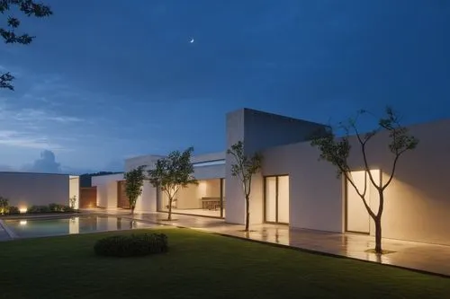 a nice house with nice lighting on all sides,amanresorts,holiday villa,modern house,anantara,residential house,rumah