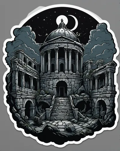 evil dungeons and dragons illustration for a sticker with a black background, in bold outline style, jagged edges, trashcore, light shading,t-shirts artwork,Vector,300dpi,adobe ilustration,coreldraw,p
