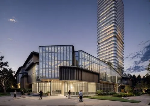 (dusk:1.5),glass facade,residential tower,costanera center,glass facades,inlet place,mixed-use,modern architecture,skyscapers,glass building,new building,modern building,hoboken condos for sale,contem