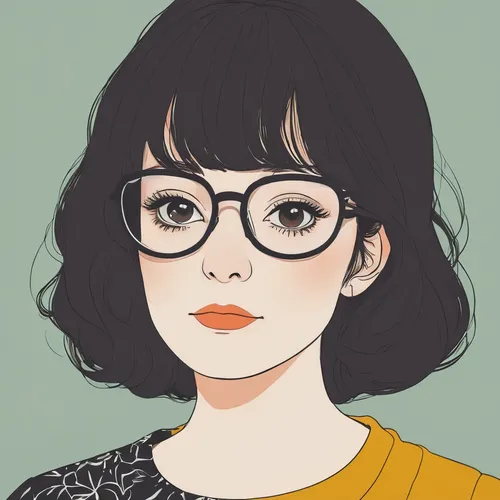 Craft a cute and stylish PFP for IG,vector illustration,flat blogger icon,vector art,girl portrait,digital illustration,with glasses,glasses,illustrator,vector girl,spectacles,artist portrait,fashion 