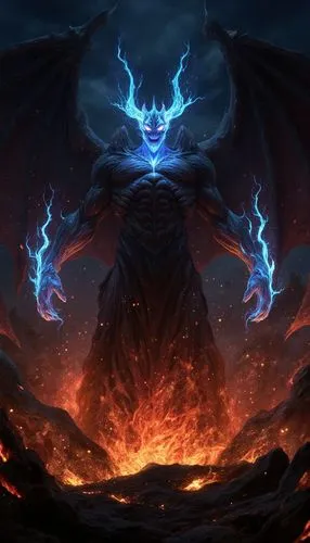 Dieses Bild zeigt eine kolossale, gottgleiche Energie-Entität in einem epischen, düsteren Dark-Fantasy-Stil. Die Kunstart ist eine hochdramatische digitale Matte-Painting-Illustration mit cinematicer 