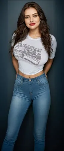 a young woman posing for a portrait,jeans background,car model,girl in t-shirt,tractor,jeans,high jeans,female model,photo model,motorboat sports,tee,girl and car,ammo,tractor trailer,gap,women clothe