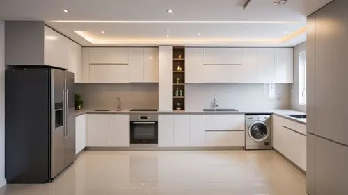 a white kitchen with cabinets and a washer,modern kitchen interior,modern minimalist kitchen,modern kitchen,kitchen design,kitchen interior,kitchen block,kitchens,new kitchen,dark cabinets,contemporar