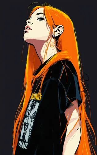 carttoon avril lavigne with orange hair and black t-shirt,orihime,epica,wynonna,siryn,sakazaki,maedhros,grimes,fafara,clary,junji,psaki,ging,pharmakon,irisa,futaba,kvothe,rahne,asuka,yoko,mahvash,Illu