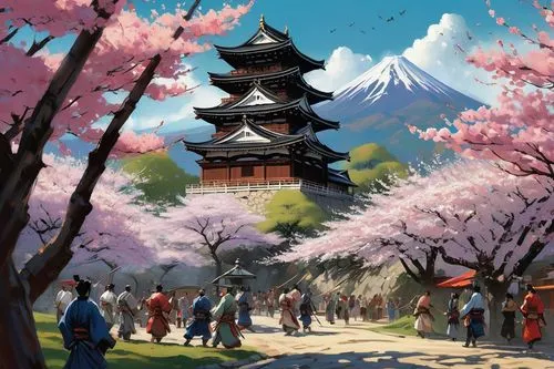  Game Scene, Wild angle view,japanese sakura background,sakura background,sakura trees,sakura tree,the cherry blossoms,sakura blossoms,hanami,cherry blossoms,sakura blossom,cherry blossom festival,che