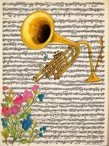 Craft a song lyrics about a trombone player and their instrument falling in love.,drawing trumpet,flugelhorn,saxhorn,brass instrument,music digital papers,fanfare horn,tuba,euphonium,gold trumpet,bari