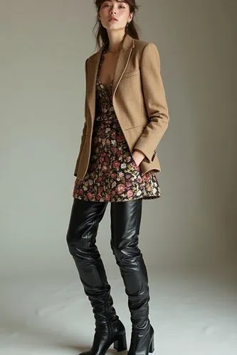 A professional photoshoot for a boutique specializing in stylish clothing for young women, showcasing its latest collection. The model is an 18-year-old teenager with a fresh, approachable charm, repr