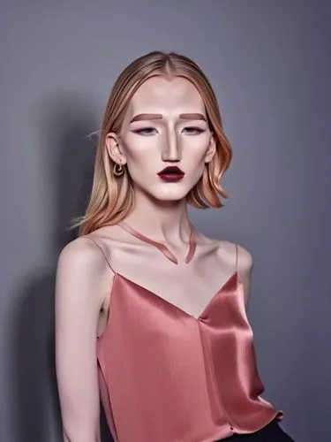 Shyanne with her characteristic long nose bridge at the happy model shoot,woman in pink posing with her hair half up,digital painting,colorizing,gradient mesh,fashion vector,allude,portrait background