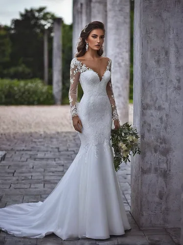 Long Sleeve Form Fitted Wedding Dresses,wedding gown,wedding dresses,bridal dress,wedding dress,bridal clothing,wedding dress train,bridal party dress,bridal,silver wedding,blonde in wedding dress,wed