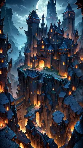 medieval town,castlevania,halloween background,fantasy city,escher village,kinkade,witch's house,halloween wallpaper,mountain settlement,fantasy landscape,townsmen,kondos,santa's village,peter-pavel's