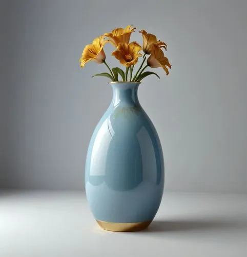 a blue vase with yellow flowers inside of it,flower vase,vase,glass vase,flower vases,copper vase,vases,clay jug,flower bowl,fragrance teapot,calla lily,amphora,blue chrysanthemum,wooden flower pot,fl