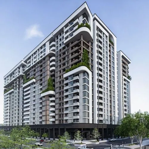 نمای کلاسیک,this is an artist's rendering of the building,residential tower,interlace,new housing development,condominium,residential building,apartment building,high rise building,sky apartment,redev