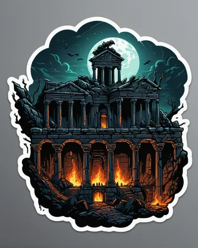 evil dungeons and dragons illustration for a sticker with a black background, in bold outline style, jagged edges, trashcore, light shading,t-shirts artwork,Vector,300dpi,adobe ilustration,coreldraw,p