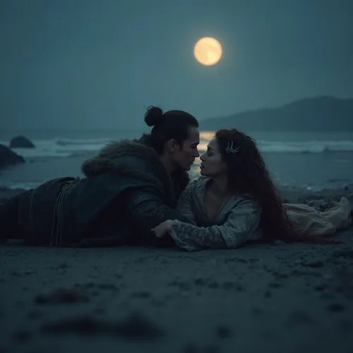 two women are laying on the beach with a full moon in the background,romantic scene,honeymoon,romanced,romancing,romantic portrait,romantic night,moonrise,the moon and the stars,romantics,moonlighters