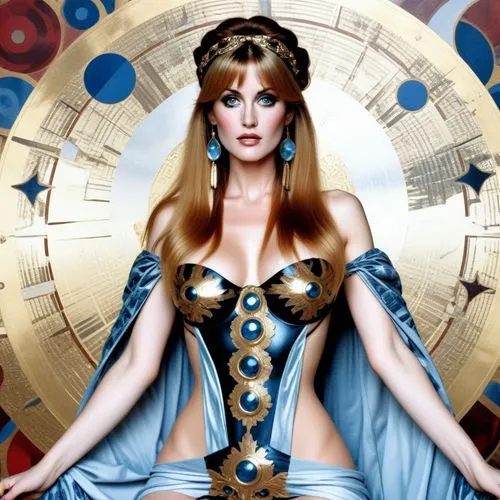 ((vintage Comic art and (pop art)) and DADAISM).
Inspired by LICHTENSTEIN and WARHOL,
a fantasy beauty (
LITA FORD
), long haired, huge perfect round boobs 
, sad face, pain, 1970s Hippie Graffiti, st