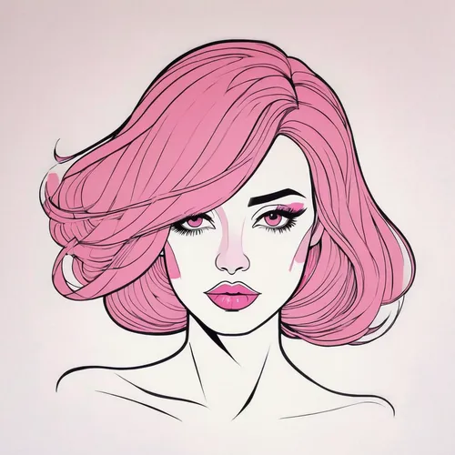 girl with pink makeup and hair，by Ale Giorgini,pink lady,pink vector,watercolor pin up,peony pink,pink beauty,bouffant,pink magnolia,pink diamond,fashion illustration,pink quill,pink hair,dribbble,pom