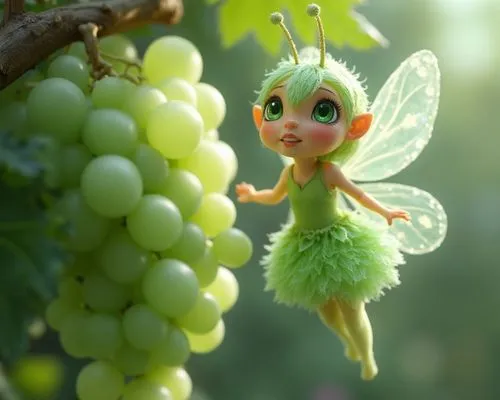 the green fairy has green gs on a nch,green grapes,green grape,unripe grapes,wine grape,wine grapes,white grapes,tinkerbell,winegrape,table grapes,grape vine,grapeseed,isabella grapes,grapes,viognier,