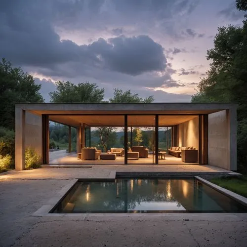 a large pool sits in the middle of the yard,pool house,modern house,mid century house,minotti,dunes house,amanresorts,Photography,General,Realistic