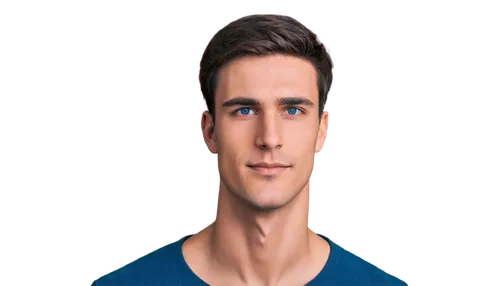 male face, solo, (25yo), strong jawline, short brown hair, slight stubble, blue eyes, thick eyebrows, nose slightly upturned, subtle smile, dimple on left cheek, smooth skin, HD texture, 3/4 compositi