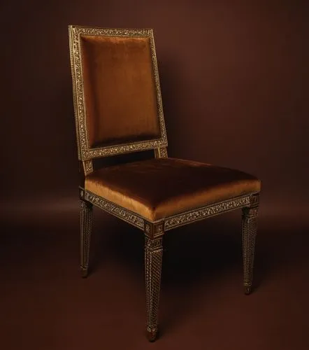 dark brown velvet, fondo golden,the chair has a golden frame and back panel,old chair,armchair,wing chair,chair,hunting seat,rocking chair,antique furniture,embossed rosewood,tailor seat,floral chair,