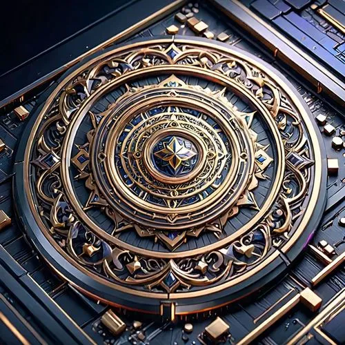 an elaborate clock sitting inside of a golden frame,astrolabes,astrolabe,mandala,time spiral,astronomical clock,zodiac,ship's wheel,medallion,ornate,clockworks,bezels,sun dial,time lock,mandala backgr