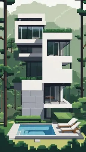Eileen Gray inspired architecture, modernist villa, geometric shapes, clean lines, minimal ornamentation, functional simplicity, open floor plan, large windows, sliding glass doors, indoor-outdoor con
