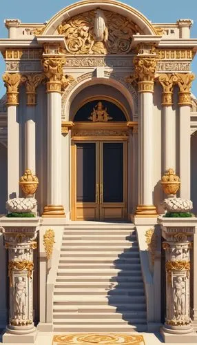Ancient Roman architecture, classical font, serif typeface, ornate details, intricate carvings, grandiose entrance, marble columns, symmetrical composition, Renaissance-inspired design, Baroque-style 