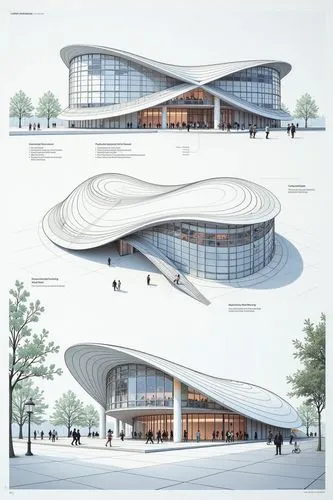 Create a detailed structural illustration of a modern structure. Illustrations should include Multiple Viewpoints: Provide multiple perspectives, including front, side, and top views, Cross Sections a