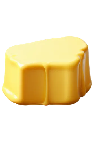 A detailed, beautiful, realistic illustration of a butter, golden yellow, smooth surface, rounded shape, melted edges, white background, close-up shot, shallow depth of field, warm lighting, soft focu