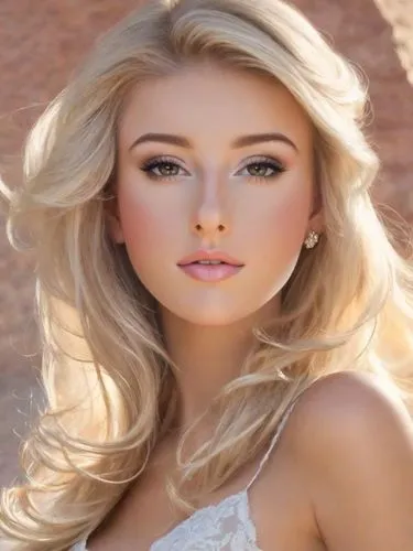 beautiful blonde Page 3 glamour girl, photorealistic, Sun, Helen Lambdon, Katie Orgill, Rachel Garley, Suzanne Mizzi,woman wearing wedding dress and jewelry near a brick wall,beautiful young woman,blo