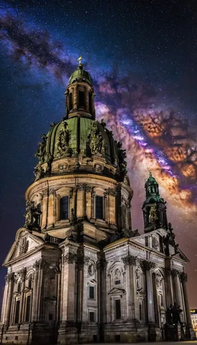 Dresden Frauenkirche and milky way - Dresden - Germany,berlin cathedral,dresden,planetarium,astronomy,saint isaac's cathedral,berlin germany,reichstag,star trails,celestial phenomenon,our berlin,potsd