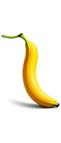 Yellow banana, solo, curved shape, smooth peel, green stem, natural light, 3/4 composition, shallow depth of field, warm color tone, soft focus, realistic texture, studio lighting, slight shadow under