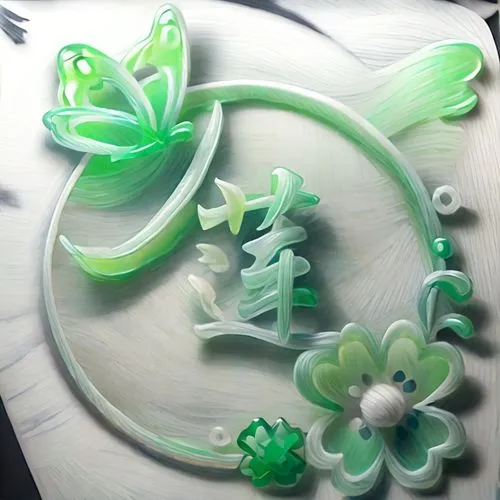 翡翠玉，玛瑙石，珍珠,glass painting,water lily plate,jade flower,flower painting,green wreath,flora abstract scrolls,lotus leaf,green and white,water lily leaf,glow in the dark paint,flower art,shamrock balloon