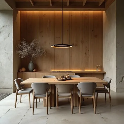  ,a kitchen table with chairs and a potted plant,minotti,dining table,associati,dining room,dining room table,scavolini,modern minimalist kitchen,mahdavi,kitchen table,foscarini
