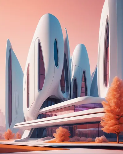 architectural space station designed by Zaha Hadid architects, photo realistic, clear details, realistic detail, in the style of james gilleard, surrealism, ahmed morsi, life-like avian illustrations,