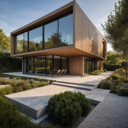 Scandinavian wood grain, house elevation, light wood color,dunes house,modern house,corten steel,modern architecture,cubic house,timber house,forest house,cube house,contemporary,residential house,hou