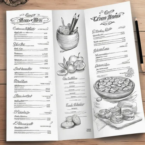 Create an enticing menu using this template.,menu,breakfast menu,christmas menu,healthy menu,course menu,recipe book,recipes,wireframe graphics,mediterranean cuisine,cooking book cover,web mockup,cate