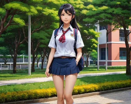 jovem estudante feminina asiática indo para a escola,azusa nakano k-on,anime japanese clothing,kantai collection sailor,school uniform,school skirt,schoolgirl,anime 3d,nurse uniform,kotobukiya,sports 