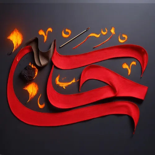 A red fabric for a tent burned with sticks of fire.,a red ribbon next to a pair of scissors and some flames,fire logo,jinn,edit icon,steam icon,fire background,steam logo,jehad,logo header,emirate,sha